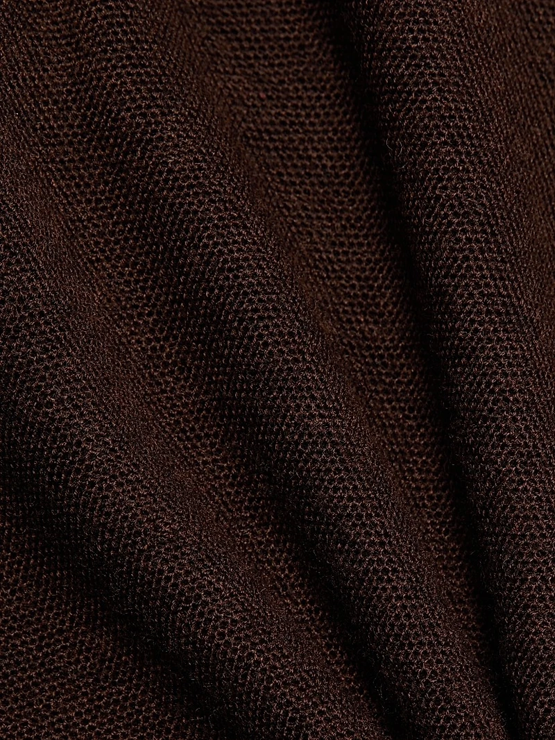 Wool Mock Turtleneck Zip-Front Cardigan