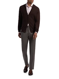 Wool Mock Turtleneck Zip-Front Cardigan