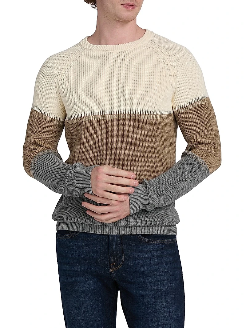 Colorblock Knit Crewneck Sweater