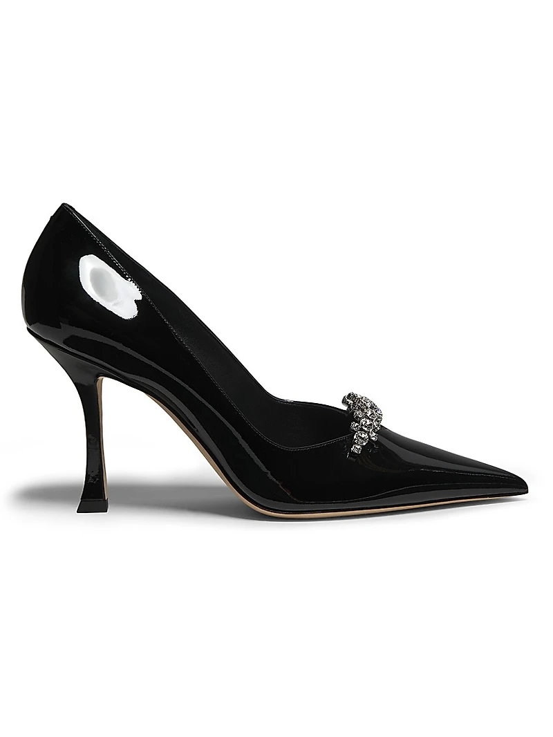 Belinda 90MM Embellished Patent Leather Pumps