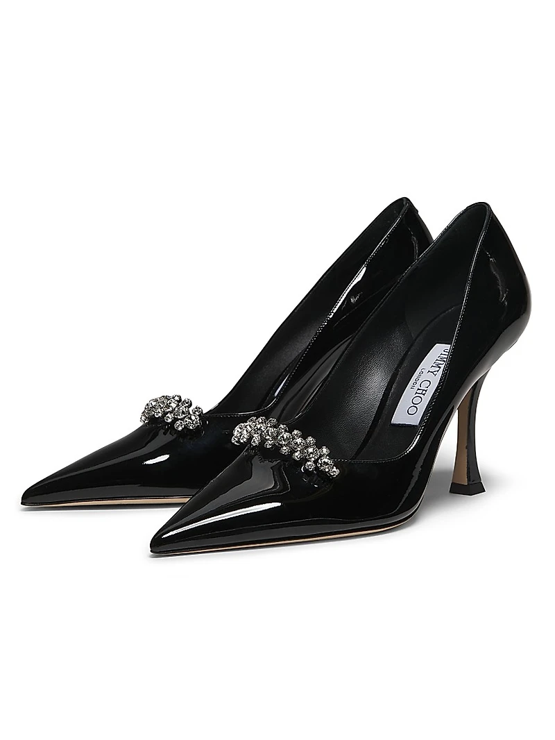Belinda 90MM Embellished Patent Leather Pumps