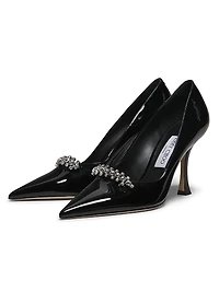 Belinda 90MM Embellished Patent Leather Pumps