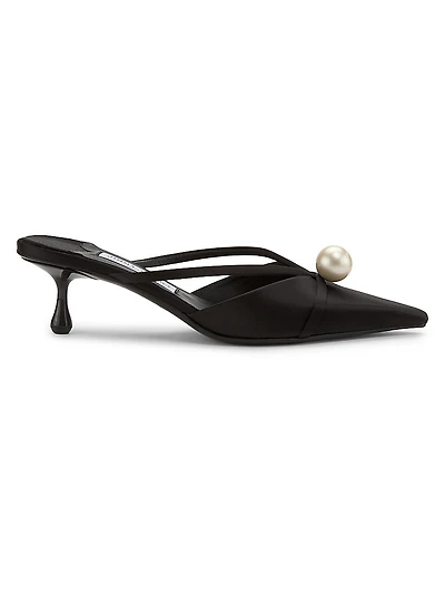 Sana 50MM Embellished Satin Kitten-Heel Mules