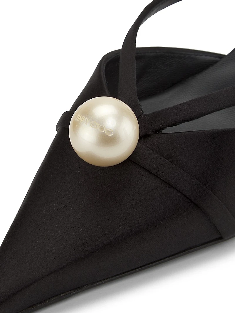 Sana 50MM Embellished Satin Kitten-Heel Mules