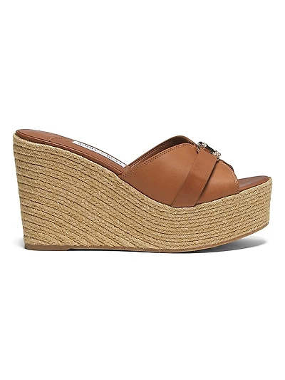 Leda 100MM Leather Wedge Sandals