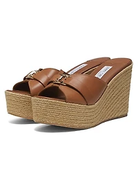 Leda 100MM Leather Wedge Sandals