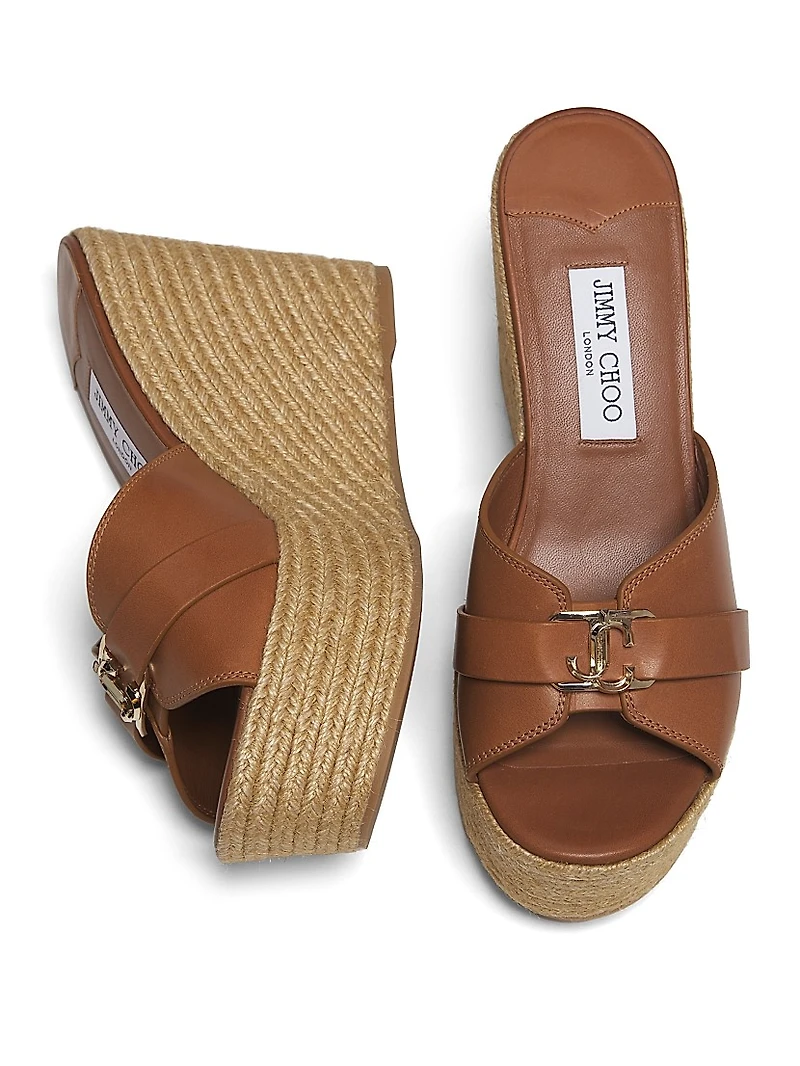 Leda 100MM Leather Wedge Sandals