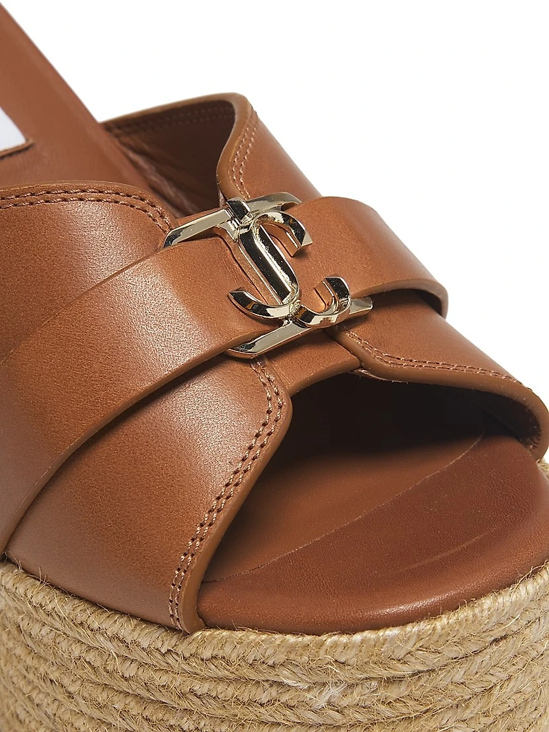 Leda 100MM Leather Wedge Sandals