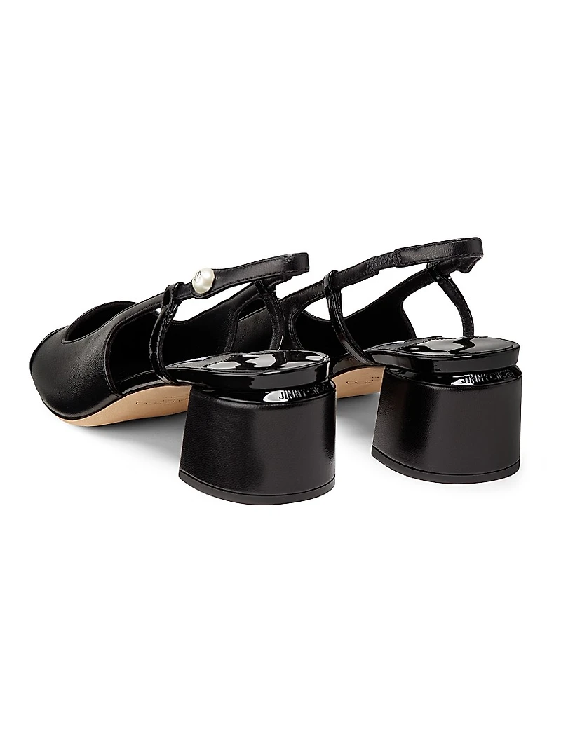 Elisa 45MM Leather Slingback Pumps