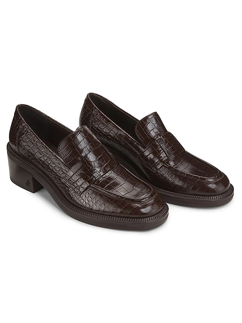 Tylor 55MM Crocodile-Embossed Leather Loafers