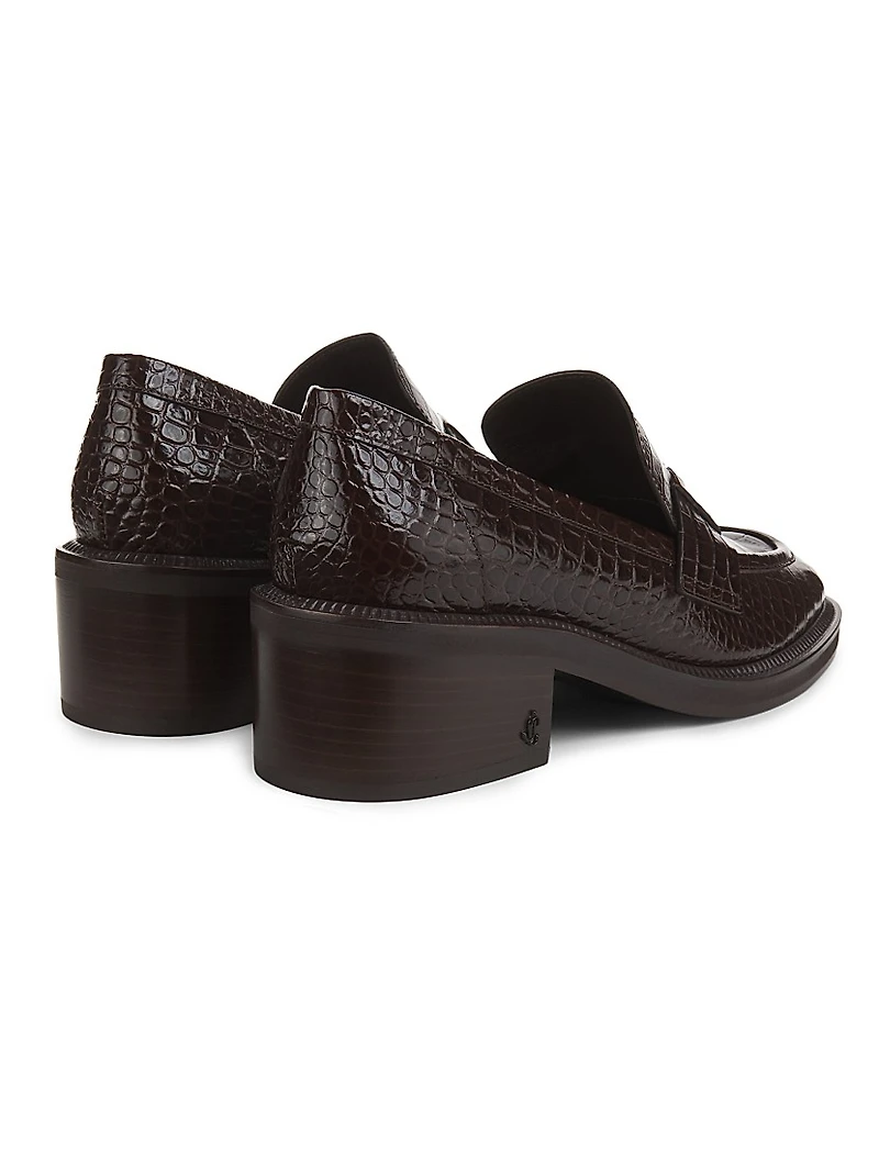Tylor 55MM Crocodile-Embossed Leather Loafers