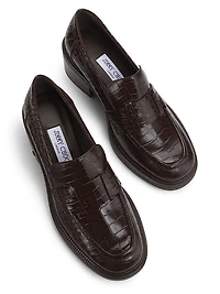 Tylor 55MM Crocodile-Embossed Leather Loafers