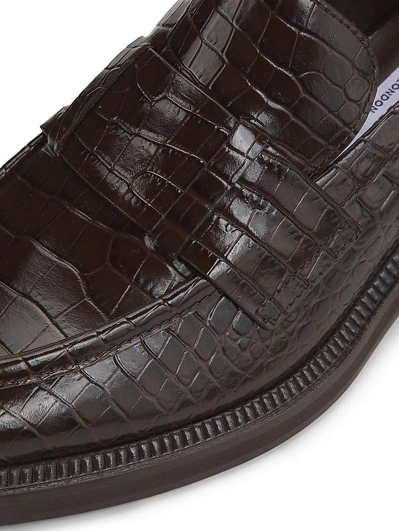 Tylor 55MM Crocodile-Embossed Leather Loafers