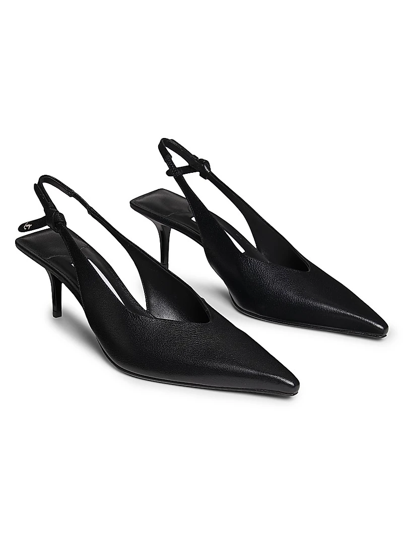 Camie 60MM Knotted Leather Slingback Pumps