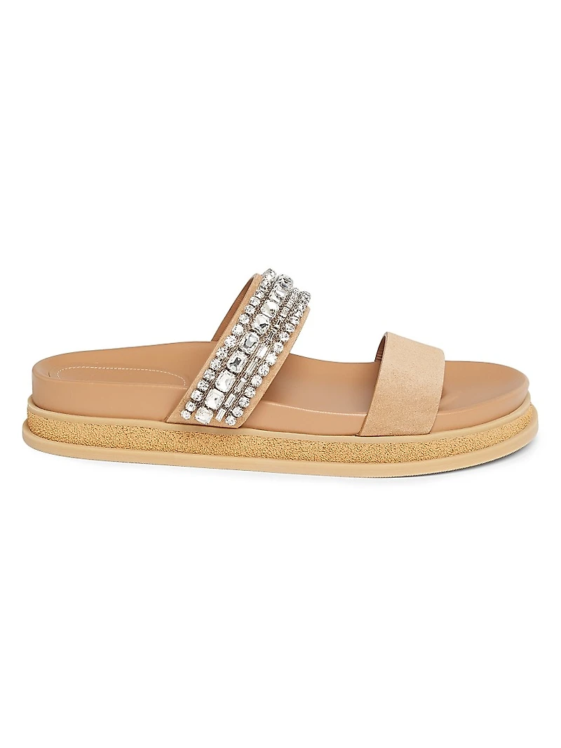 Jadi Crystal-Embellished Suede Sandals
