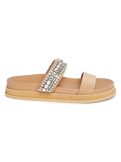 Jadi Crystal-Embellished Suede Sandals