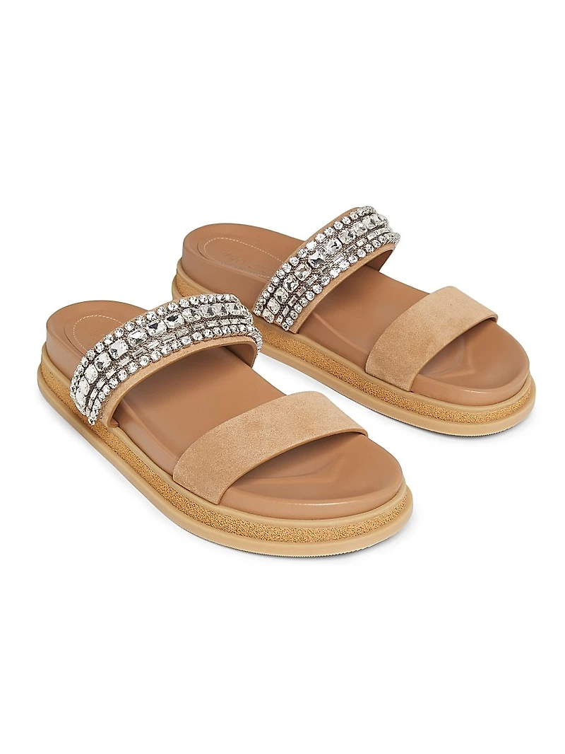 Jadi Crystal-Embellished Suede Sandals