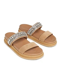Jadi Crystal-Embellished Suede Sandals