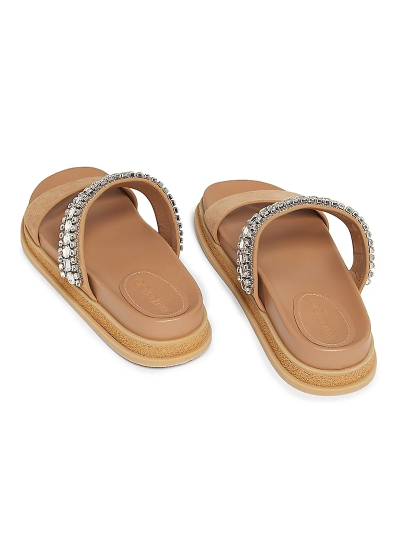 Jadi Crystal-Embellished Suede Sandals