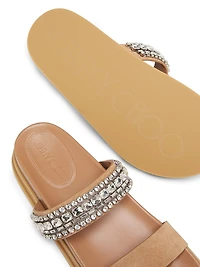 Jadi Crystal-Embellished Suede Sandals