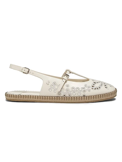 Aimee Leather Embroidered Slingback Flats
