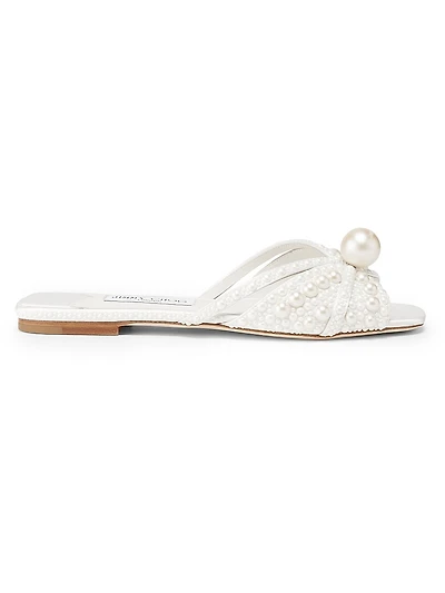 Siva Imitation Pearl-Embellished Satin Sandals