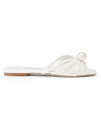 Siva Imitation Pearl-Embellished Satin Sandals