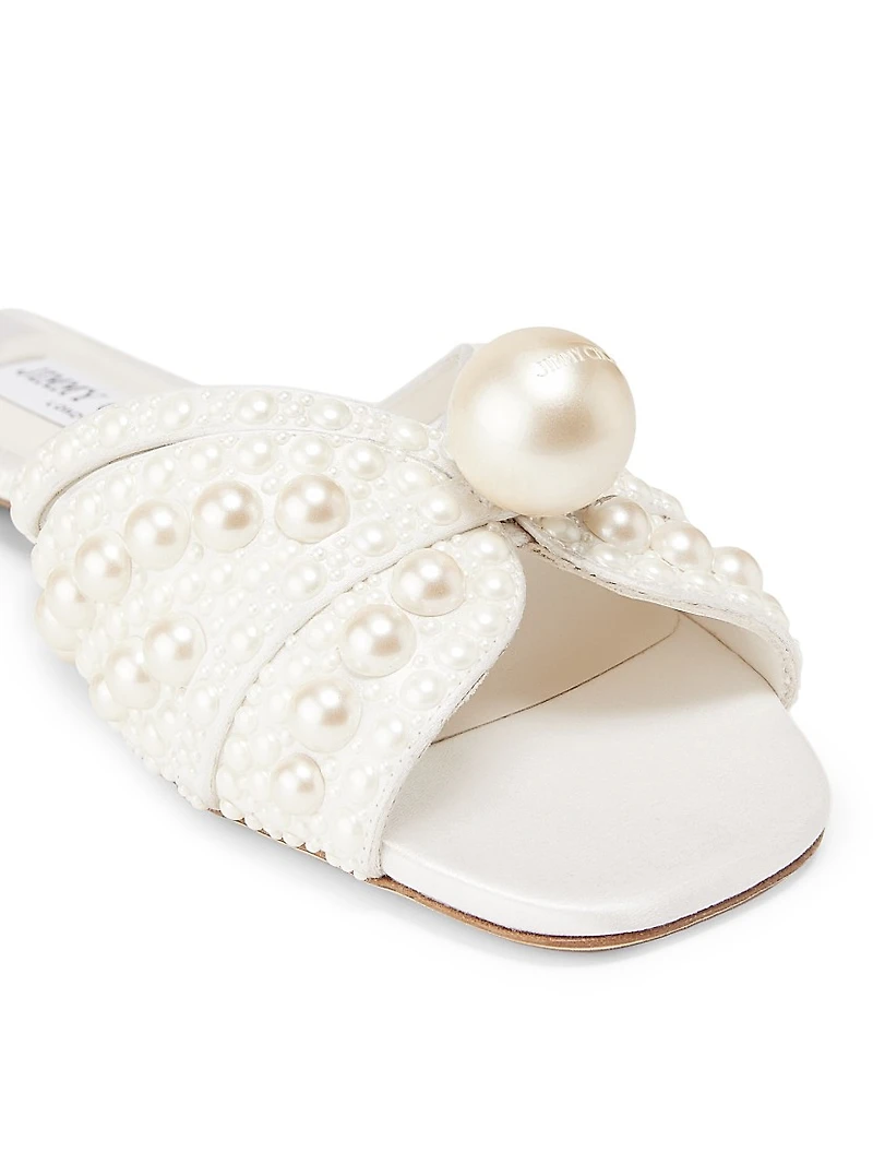 Siva Imitation Pearl-Embellished Satin Sandals