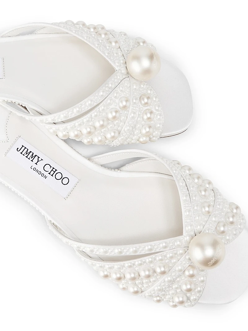 Siva Imitation Pearl-Embellished Satin Sandals