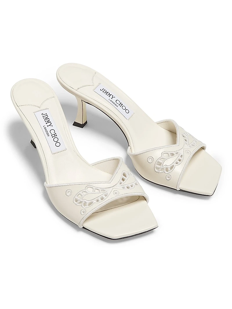 Skye 70MM Embroidered Leather Mules