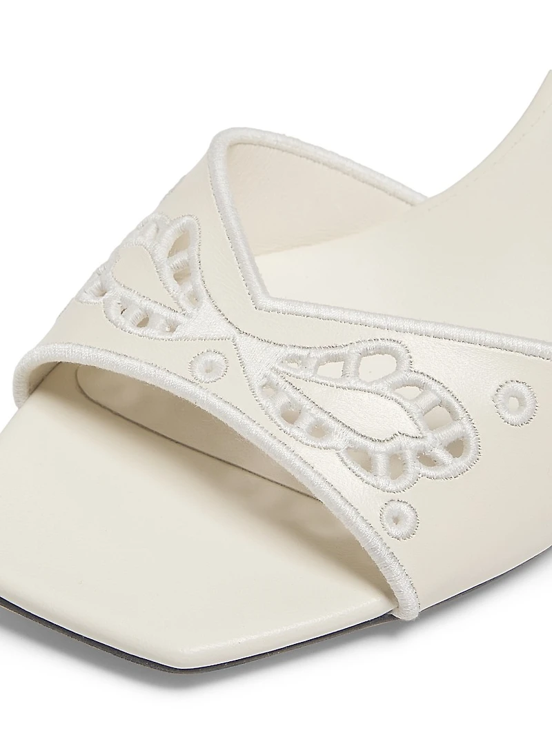 Skye 70MM Embroidered Leather Mules