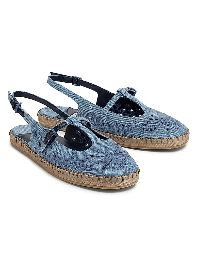 Amiee Denim Slingback Espadrille Flats