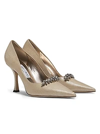 Belinda 90MM Embellished Metallic Leather Pumps
