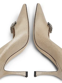 Belinda 90MM Embellished Metallic Leather Pumps