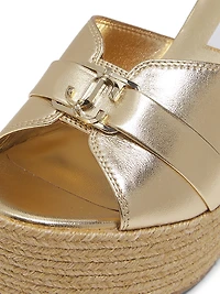 Leda 100MM Metallic Leather Wedge Sandals