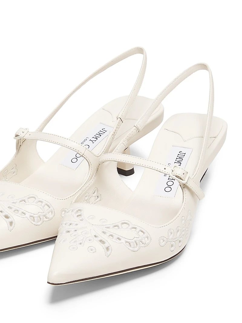 Didi 45MM Leather Embroidered Slingback Pumps