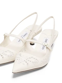 Didi 45MM Leather Embroidered Slingback Pumps