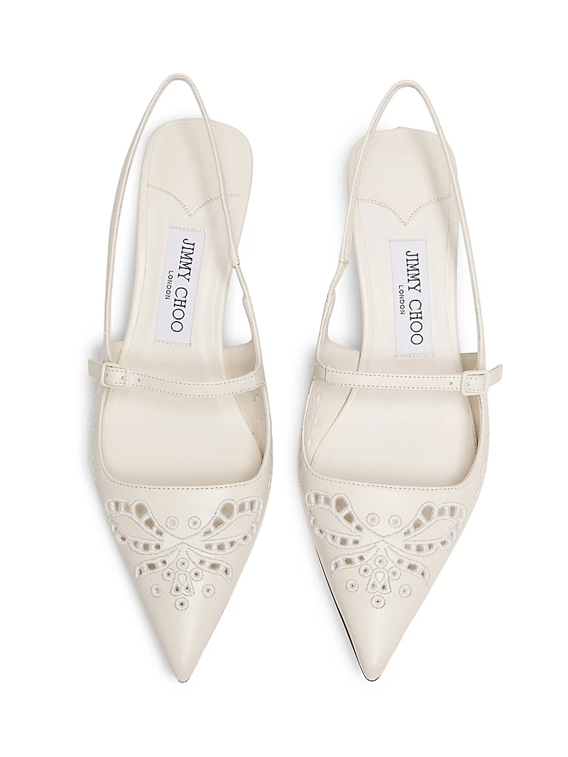 Didi 45MM Leather Embroidered Slingback Pumps