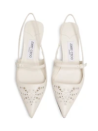 Didi 45MM Leather Embroidered Slingback Pumps