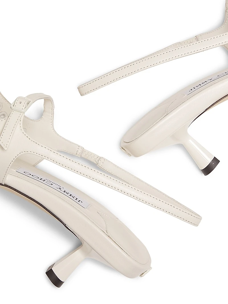 Didi 45MM Leather Embroidered Slingback Pumps