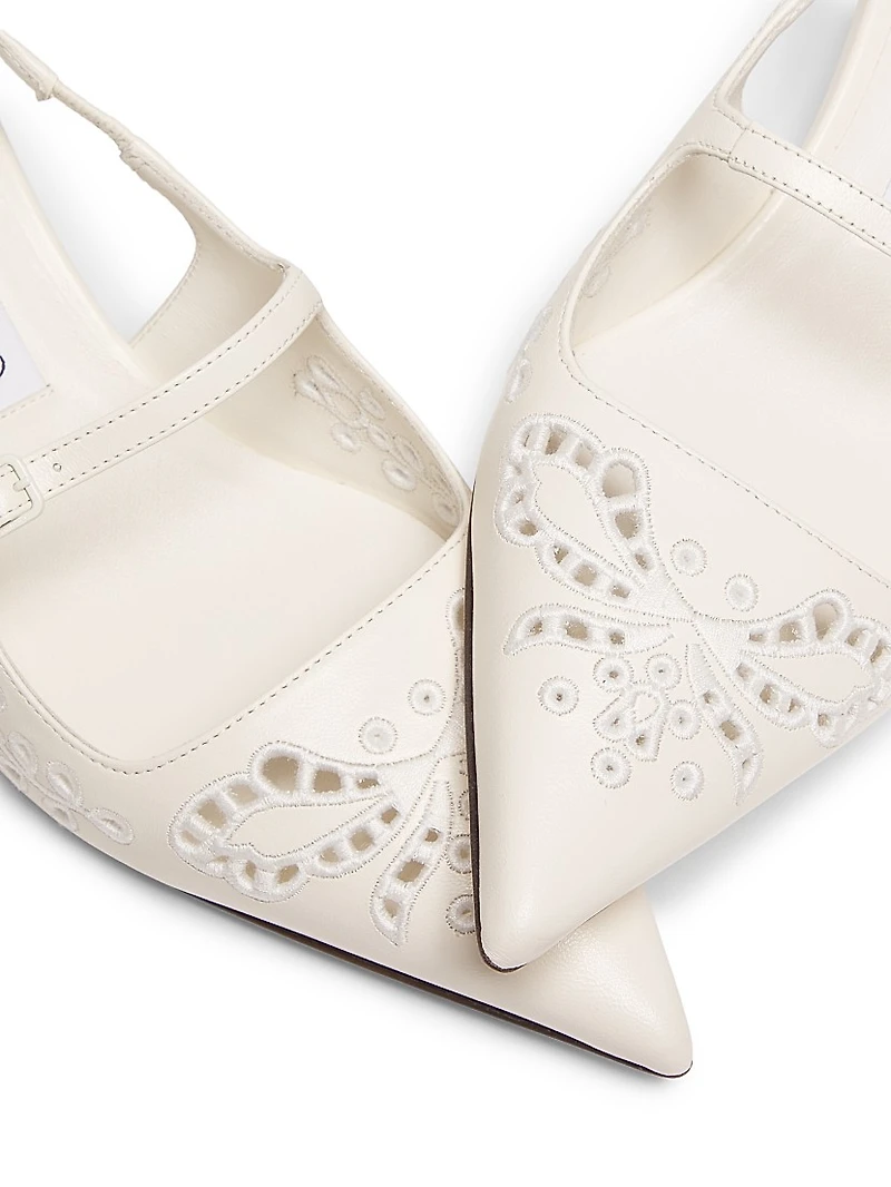 Didi 45MM Leather Embroidered Slingback Pumps