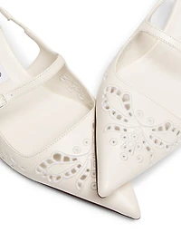 Didi 45MM Leather Embroidered Slingback Pumps