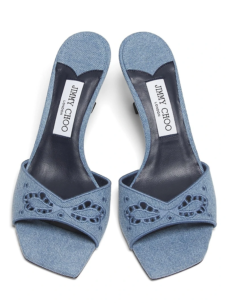 Skye 70MM Embroidered Denim Sandals