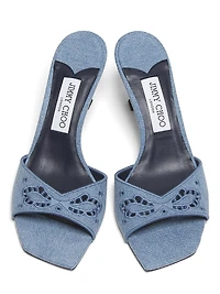 Skye 70MM Embroidered Denim Sandals