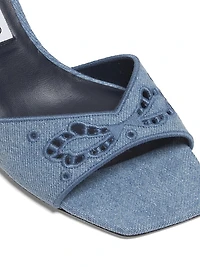 Skye 70MM Embroidered Denim Sandals