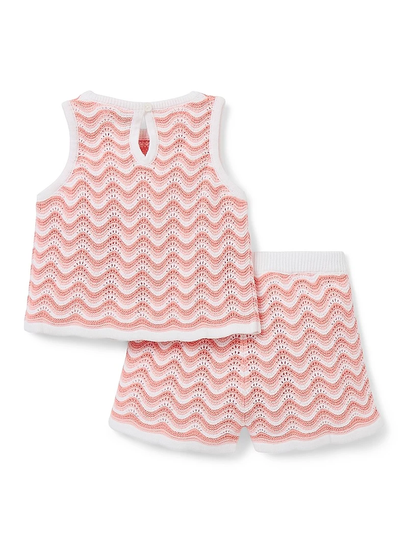 Baby Girl's Wavy Stripes Crochet Set