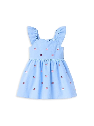 Little Girl's & Embroidered Flag Dress