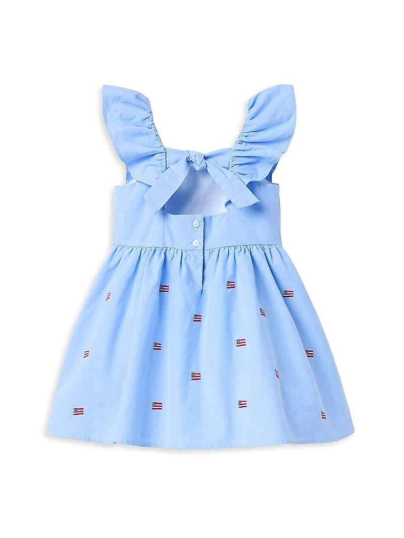 Little Girl's & Embroidered Flag Dress