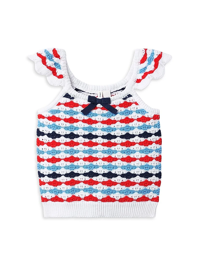 Little Girl's & Americana Crochet Top Canvas Shorts Set
