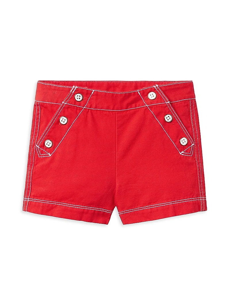 Little Girl's & Americana Crochet Top Canvas Shorts Set